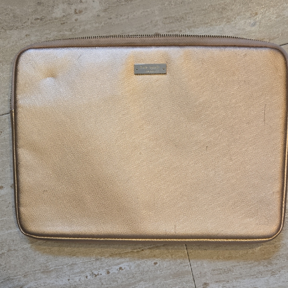 Kate Spade New York Metallic Rose Gold Padded 13" Laptop Sleeve/Case
